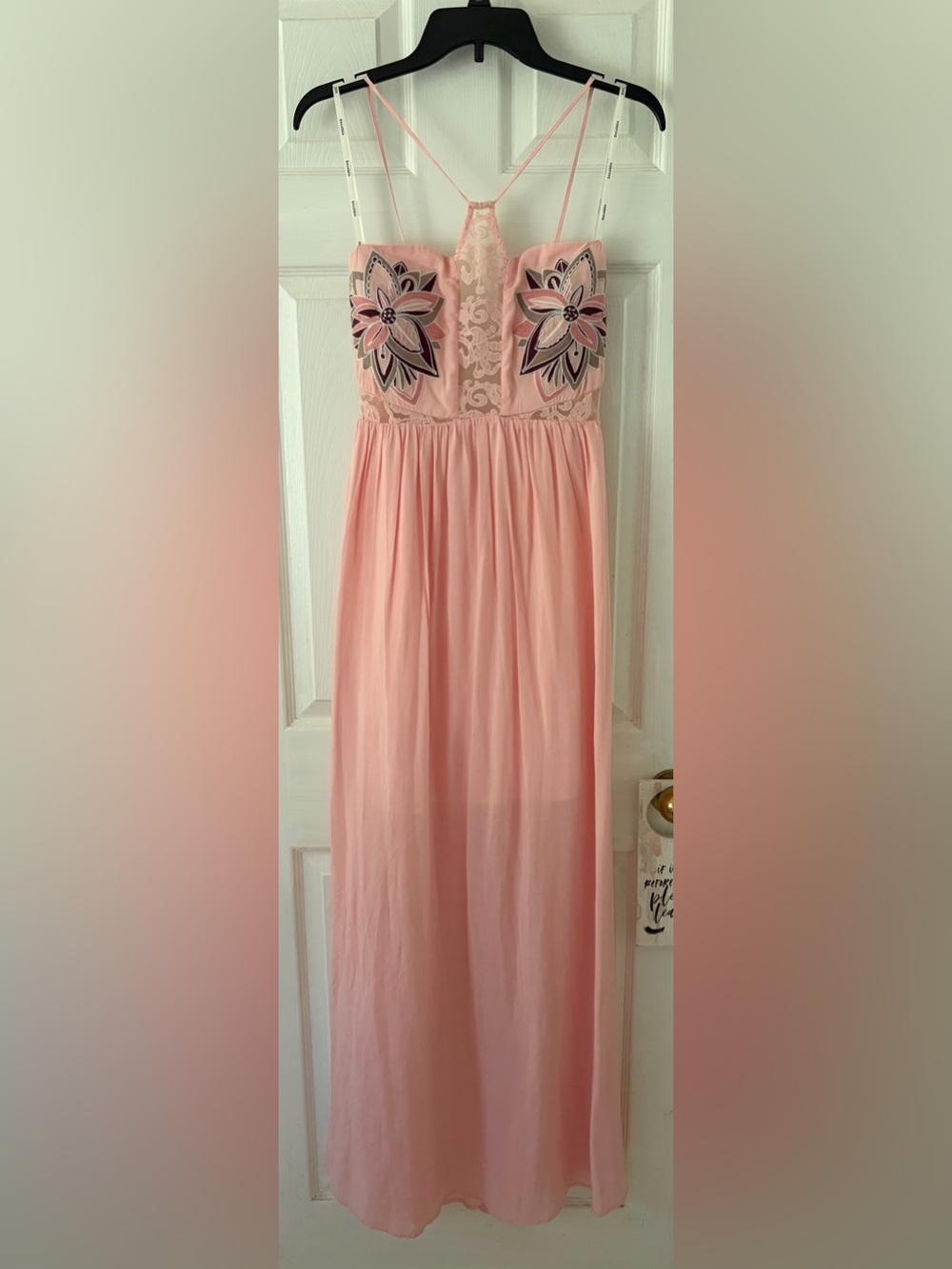Soieblu Pink Maxi Dress with Embroidered Bodice